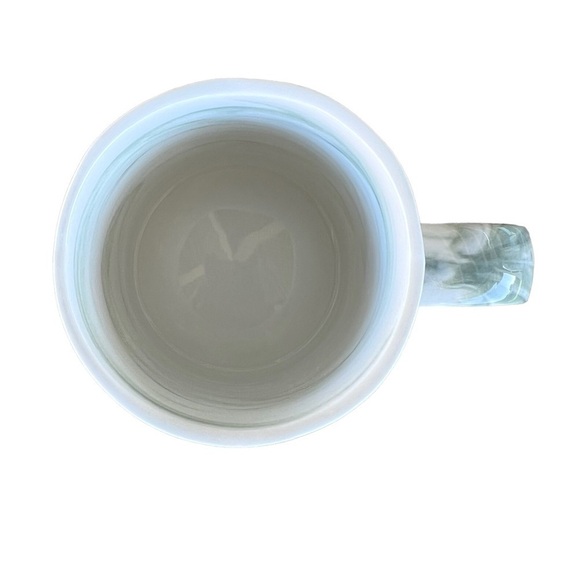 Anthropologie Monogram Letter E Marbled Coffee Mug Green White Yellow Heavy NWOT - Picture 4 of 8